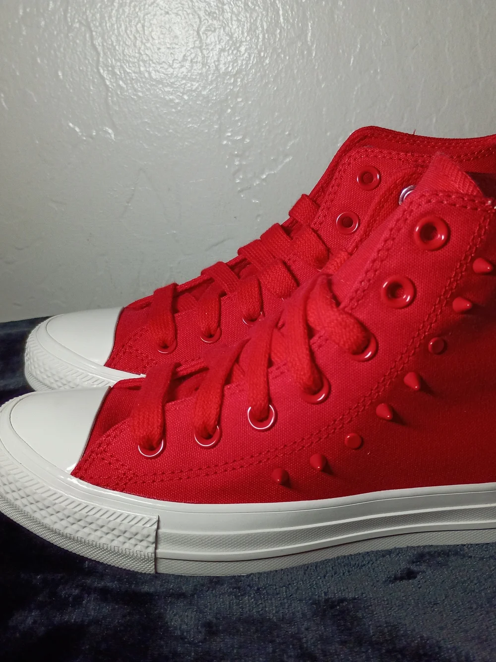 Converse Red High-Top Canvas Sneakers with White Toe Cap